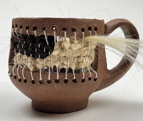 cup with side replaced by woven hair