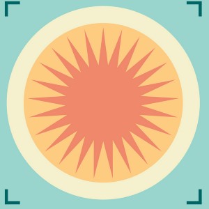 sunburst on turquoise background