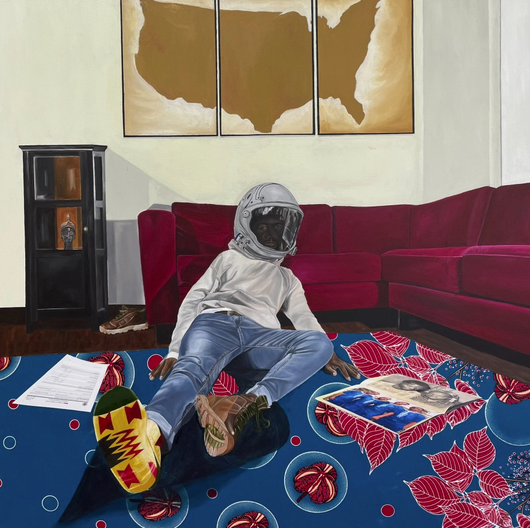 painting of reclining spaceman